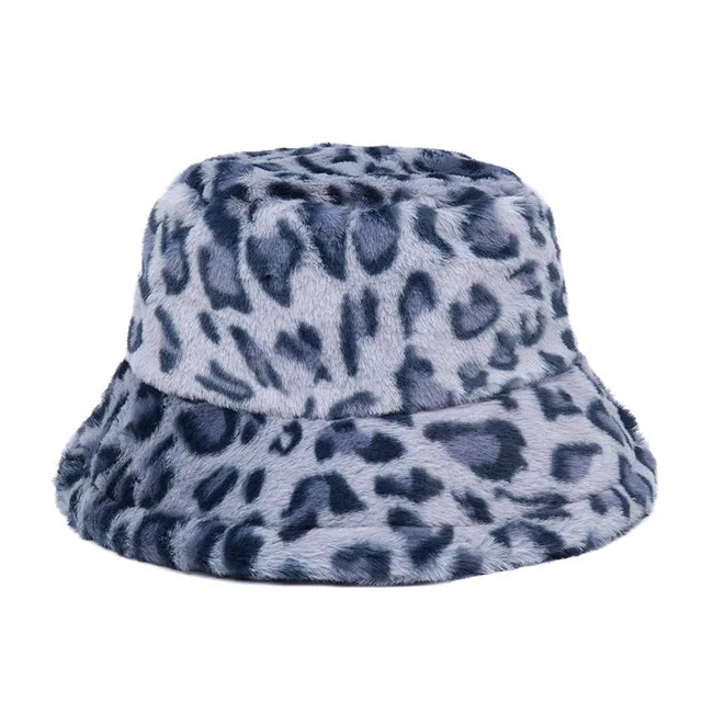 Harajuku Style Zebra Print Faux Fur Panama Bucket Hat