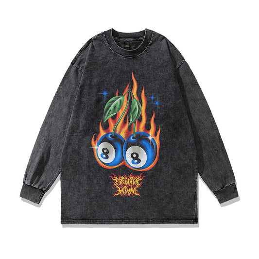 Unisex Retro Print Long Sleeve T-Shirt - Harajuku Style