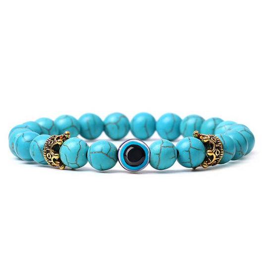 Playful Natural Tiger Eye Crown Bracelet for Couples