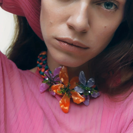 Colorful Harajuku Flower Jewelry Set - Necklace & Earrings
