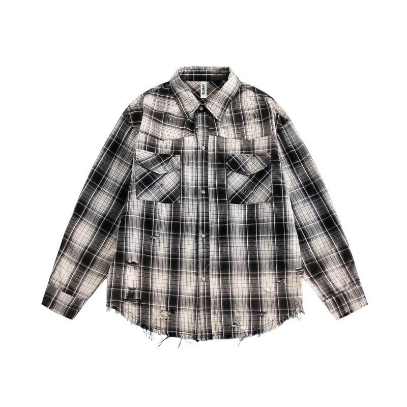 Gradient Plaid Harajuku Style Shirt for Men & Women