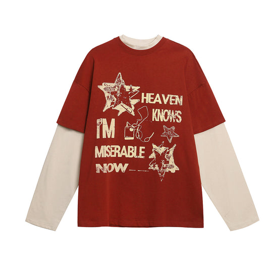 Fake Two Campus Style Color Blocked Sports