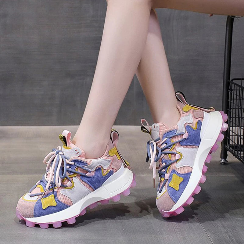 Harajuku Style Breathable Platform Sneakers for Women