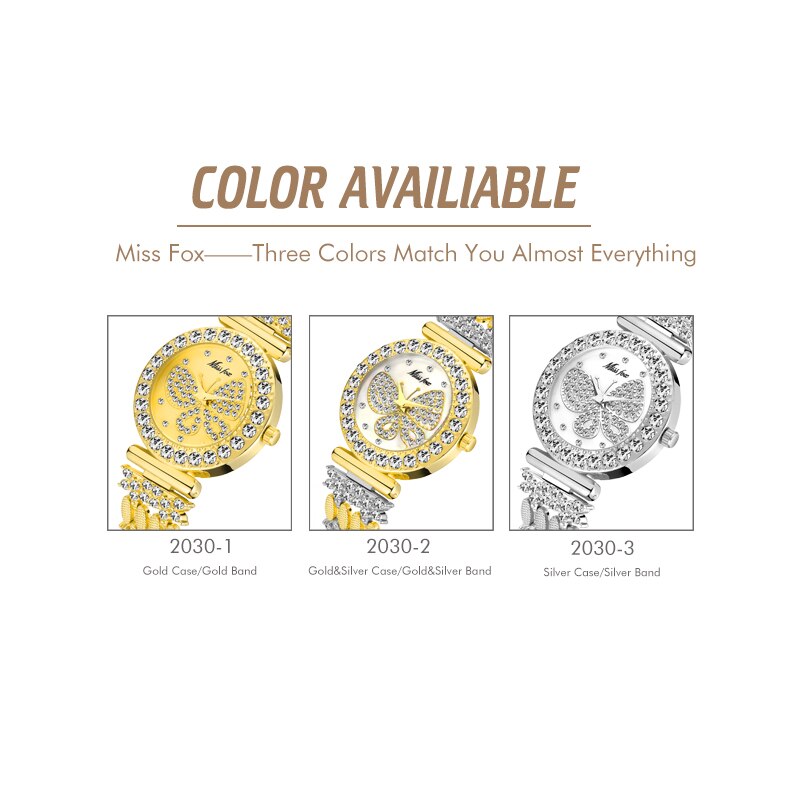 Luxury 18K Gold Butterfly Women Watch with Diamonds