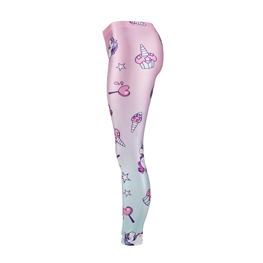 Unicorn Women Leggings Star Ice Cream Digital Print Slim Pants