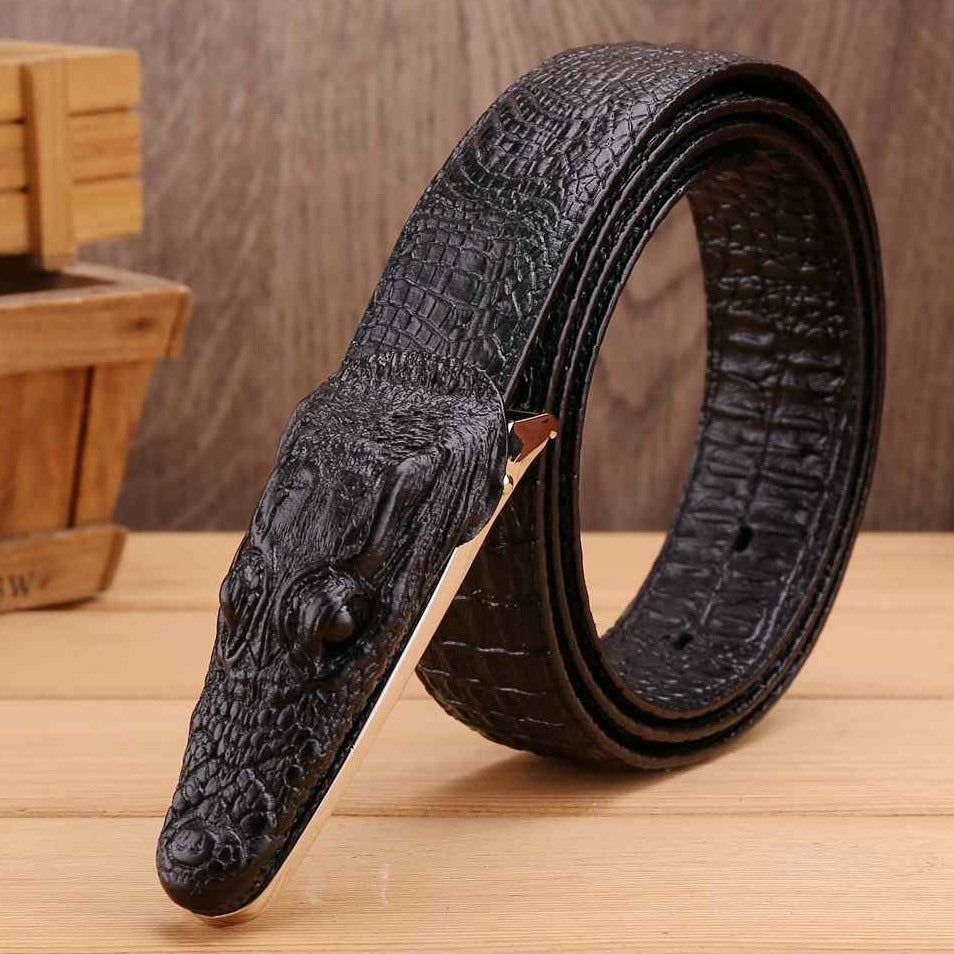 Luxury Alligator Design Cowhide Leather Crocodile Belt for Men