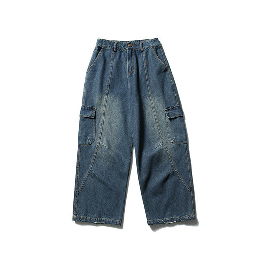 Three Dimensional Cut Large Pocket Workwear Jeans