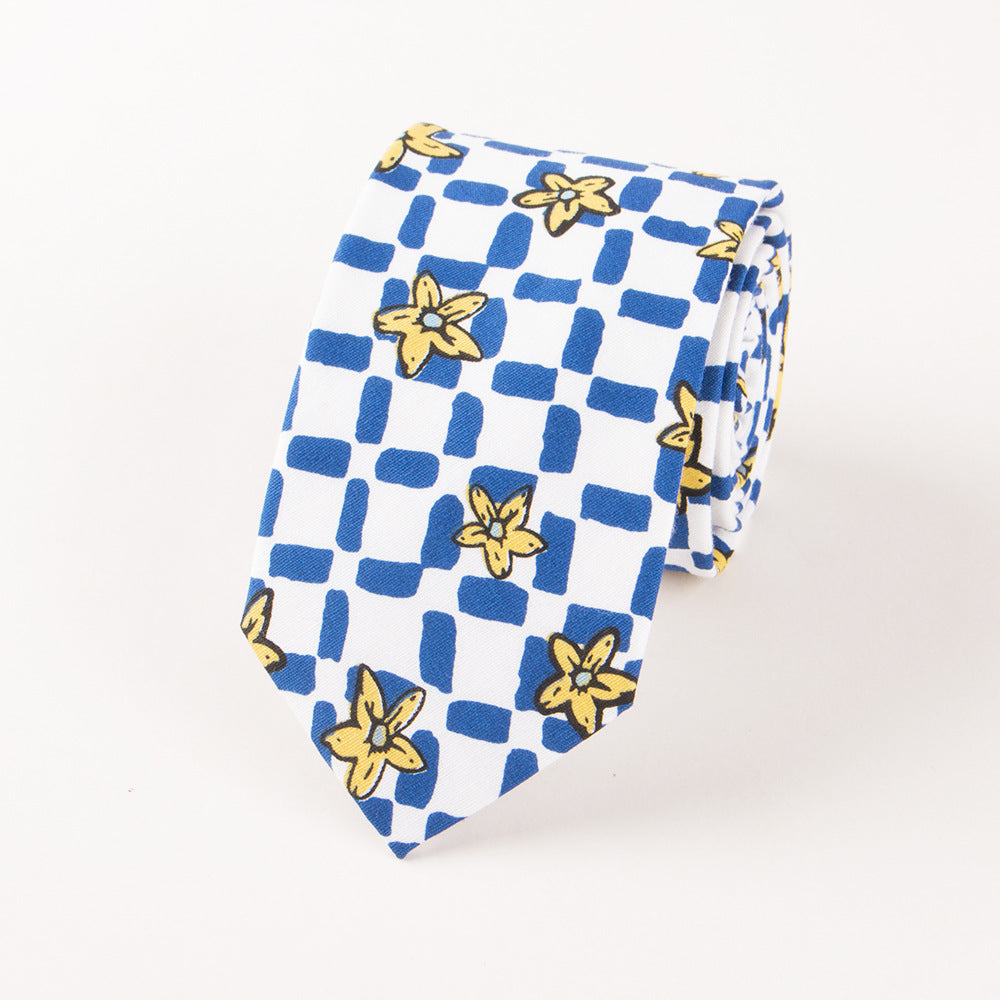Men's Cotton Floral Print Wedding Tie