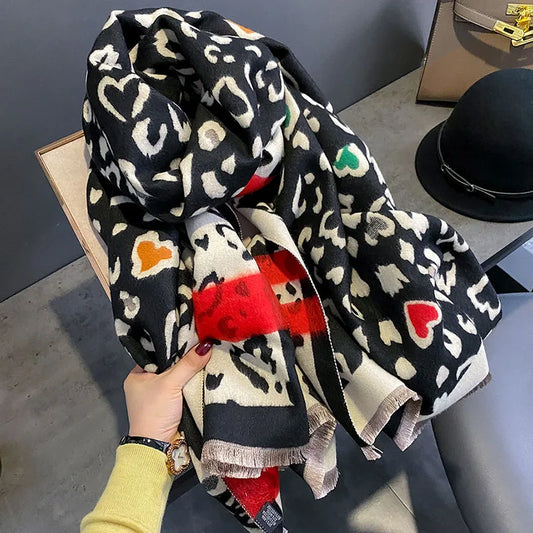 Luxury Double-Sided Cashmere Feel Leopard Scarf