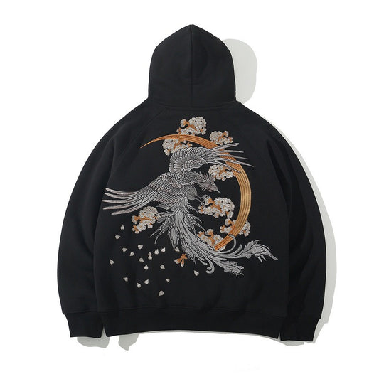Embroidered Dragon Hoodie - Harajuku Style Cotton Coat
