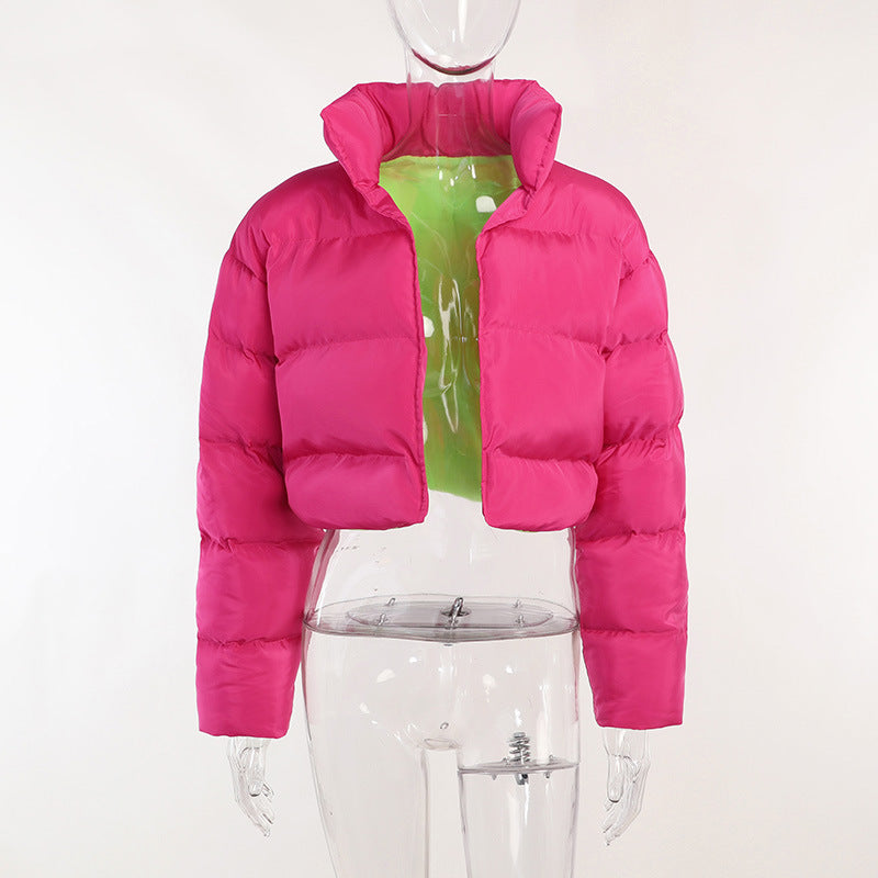 Harajuku Style Contrast Color Short Cotton Coat