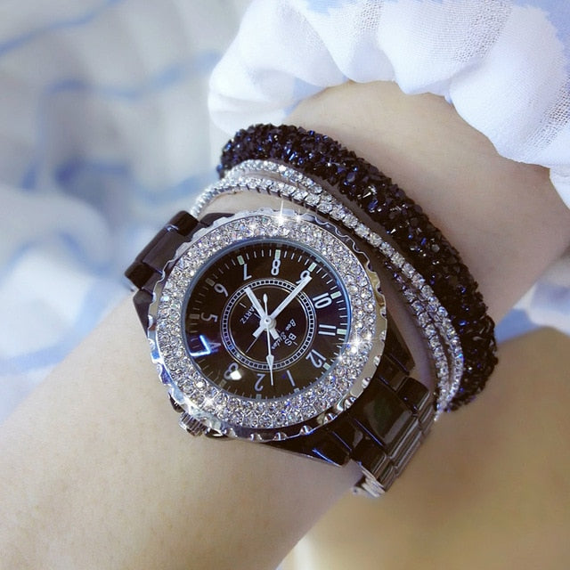 BS Bee Sister White Ceramic Luxury Watch for Women