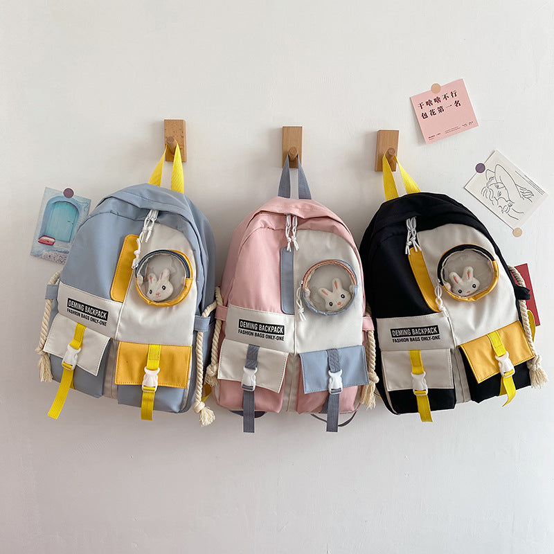 Chic Harajuku Style Color Matching Backpack for Girls