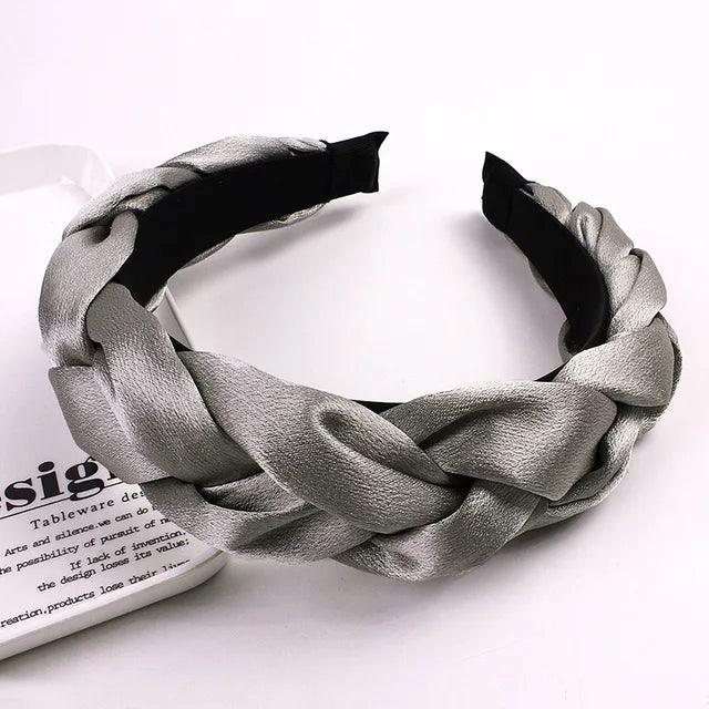 Women Satin Cross Hairbands - Twisted Braid Headband
