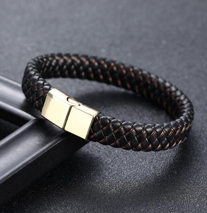 Harajuku Style Braided Black Blue Leather Bracelet for Men