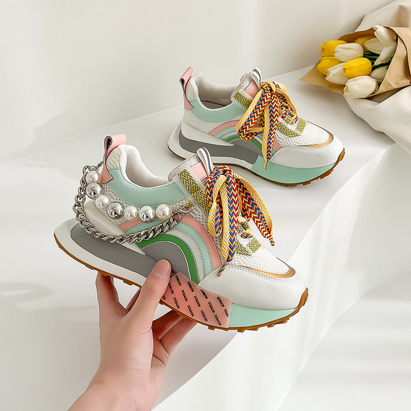 Harajuku Style Genuine Leather Thick Sole Casual Shoes