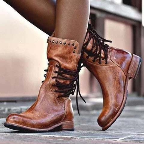 PU Coarse Low Heel Round Head Casual Martin Boots