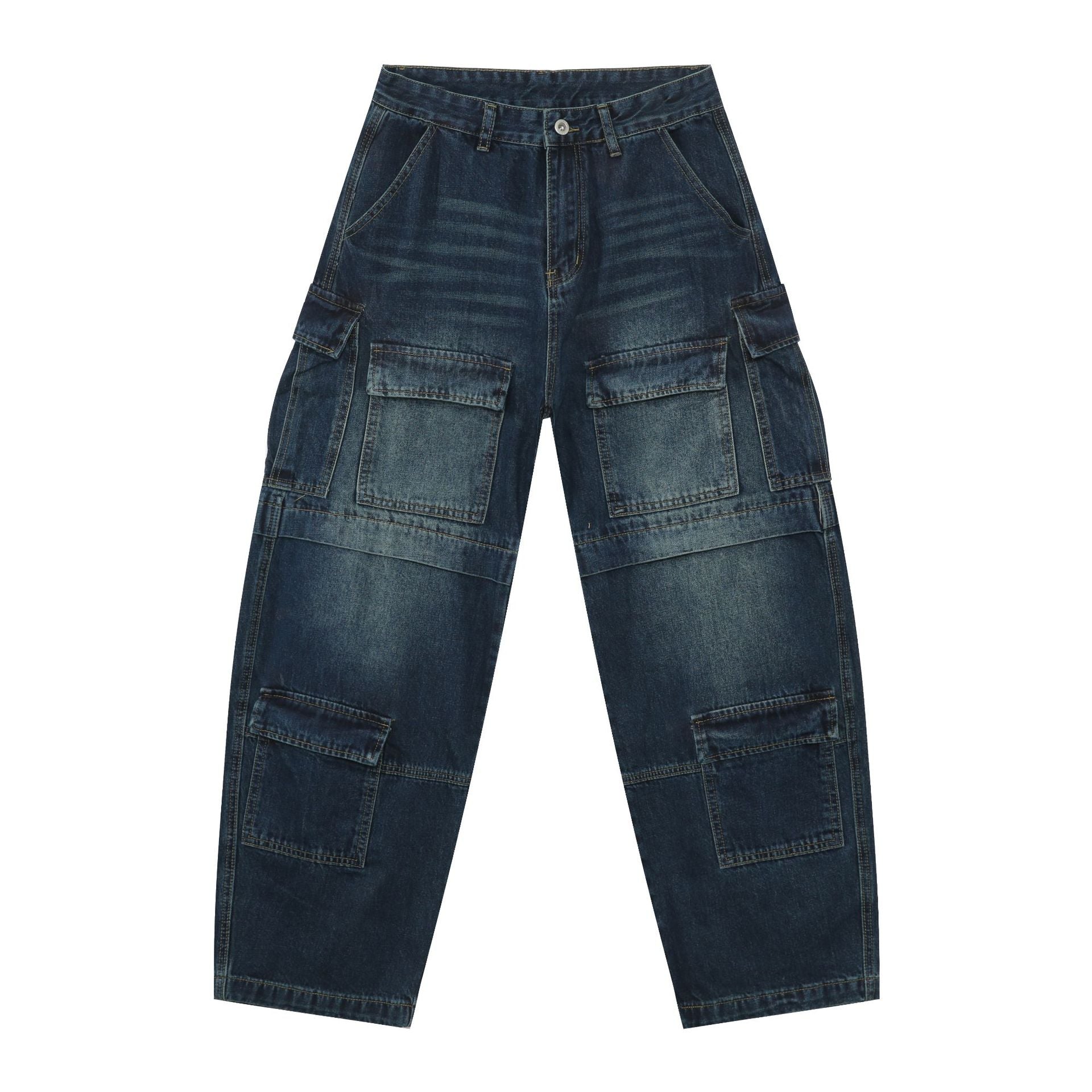 Harajuku-Inspired Multi-Pocket Loose Fit Jeans for Men
