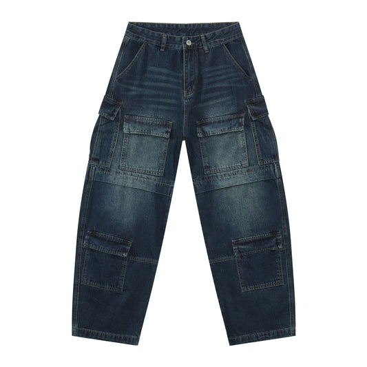 Harajuku-Inspired Multi-Pocket Loose Fit Jeans for Men