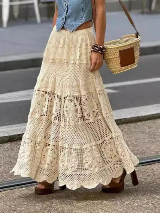 Openwork Crochet Maxi Skirt - Harajuku Style