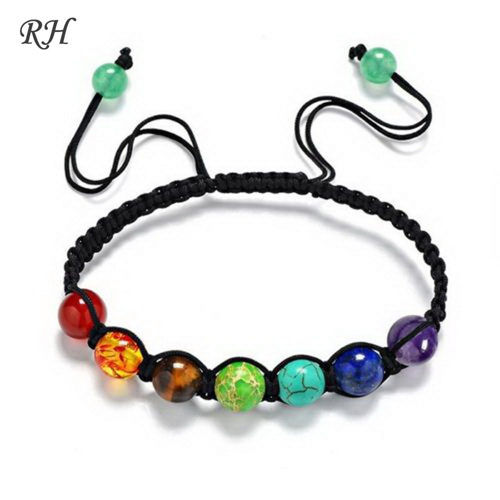 8mm Chakra Healing Bracelet with Lava Stones