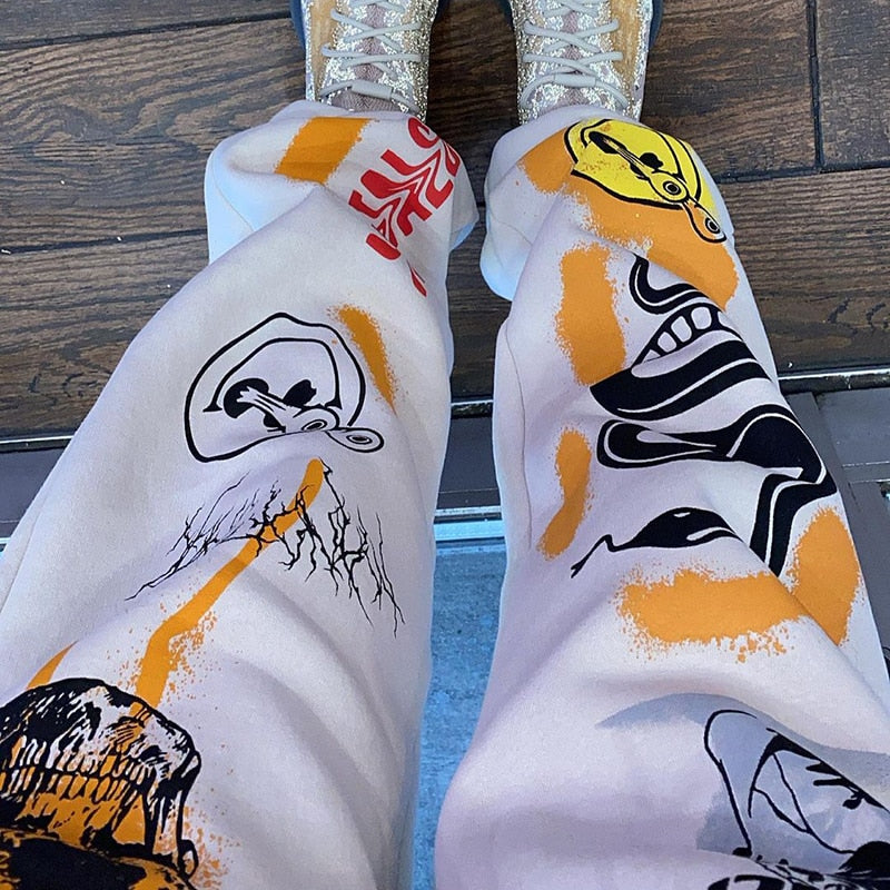 Harajuku Cartoon Printed Sweat Pants for Women