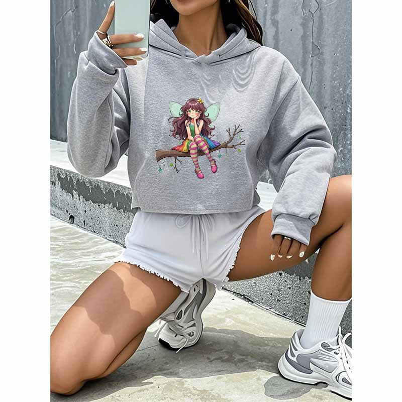 Cartoon Fairy Hooded Sweatshirt - Playful Harajuku Style