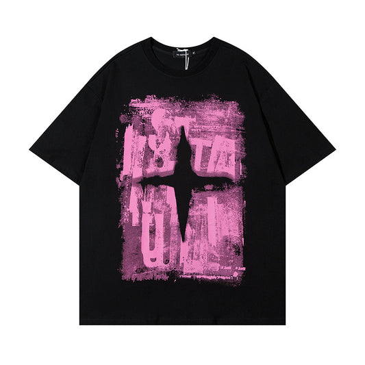 Letter Print Pure Cotton Short Sleeve T-Shirt