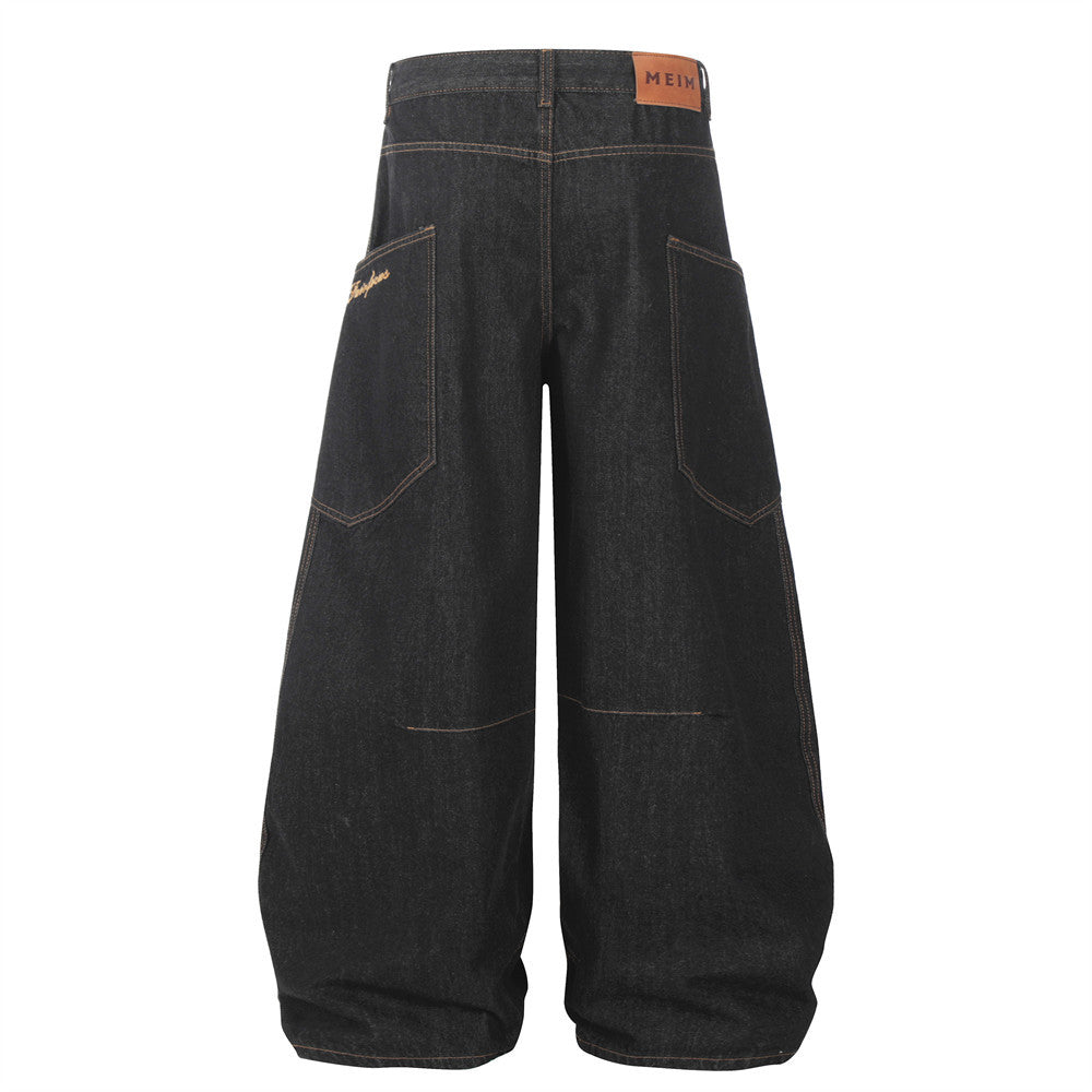 Men's Loose Wide-Leg Denim Trousers - Harajuku Inspired