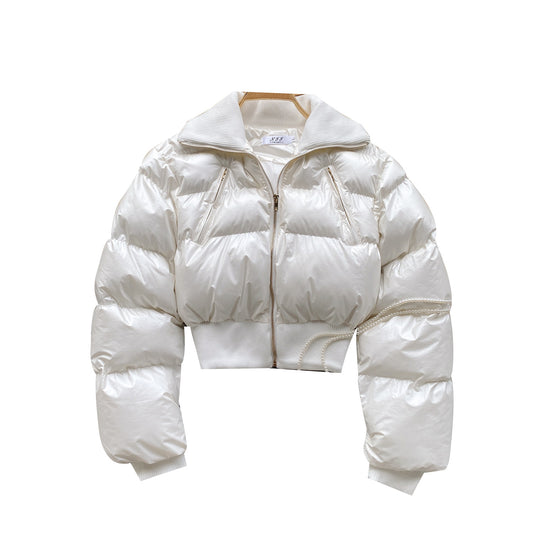 Playful Brown Winter Crop Coat for Women