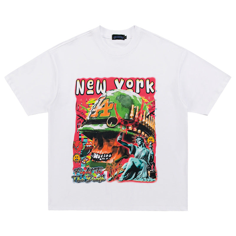 Men's Vintage Print Harajuku Style Loose Tee