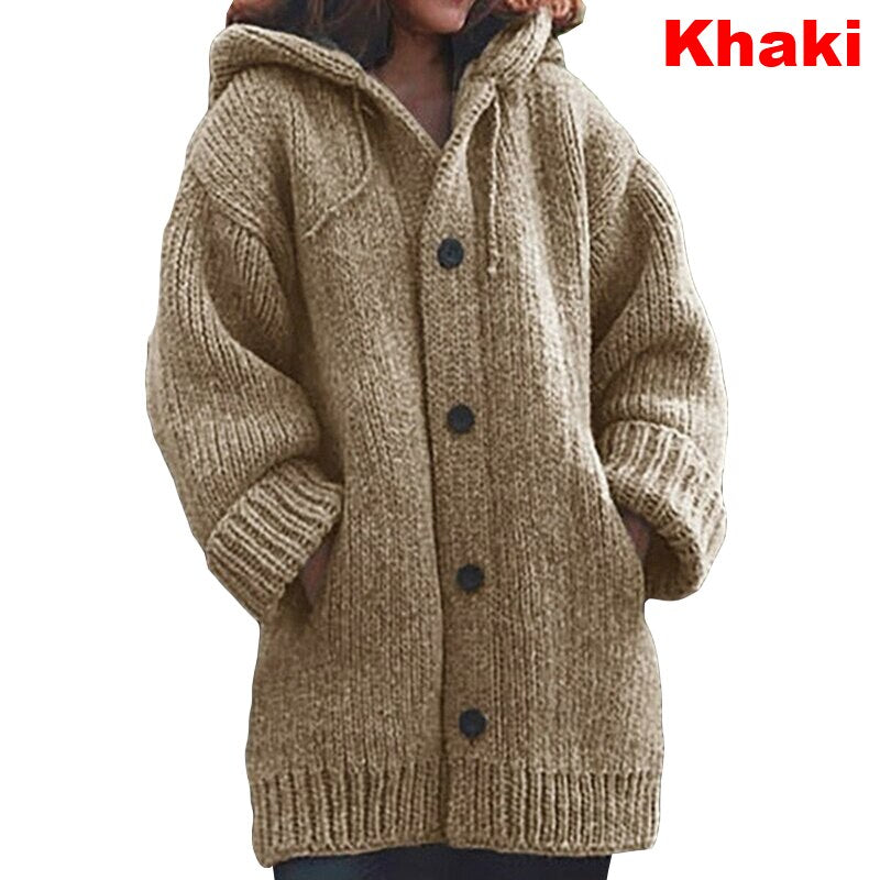 Harajuku Style Women’s Hooded Cardigan - Winter Knitted Sweater