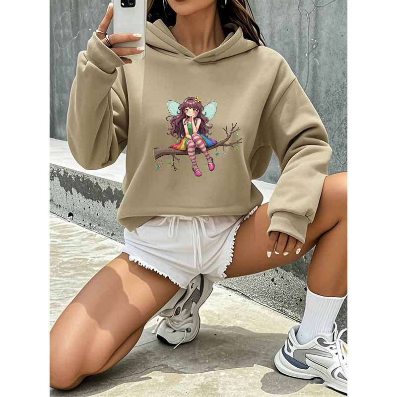 Cartoon Fairy Hooded Sweatshirt - Playful Harajuku Style