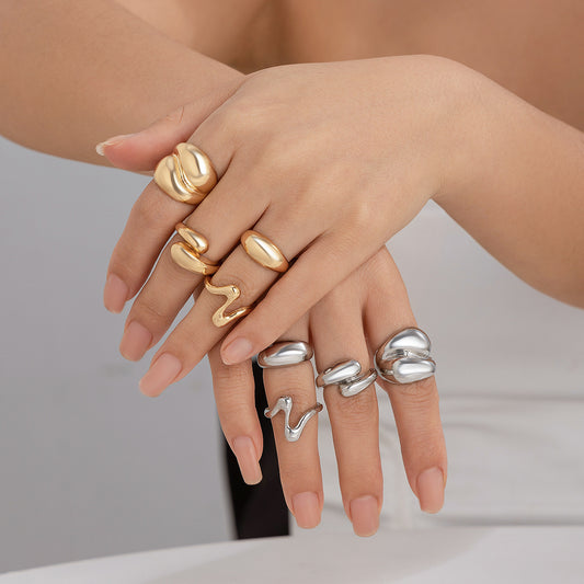 Playful Geometric Open Mouth Ring - Harajuku Style