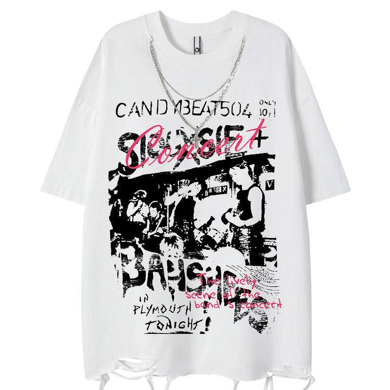 Letter Print Short Sleeve Loose Couple T-Shirt Men