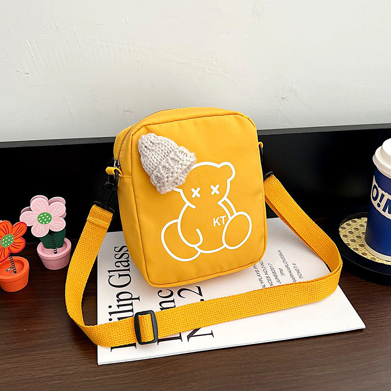 Playful Nylon Small Bear Bag for Women