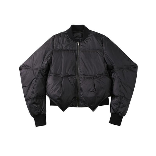 Asymmetrical Black Short Down Jacket - Harajuku Style