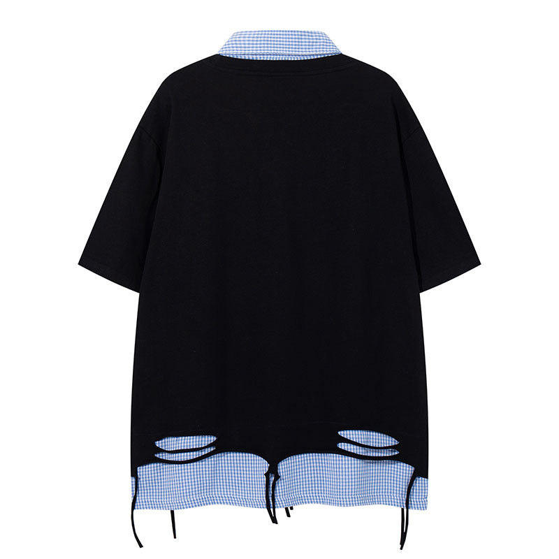 Cute Girl Polo Shirt Casual Loose Turn-down Collar Short Sleeve T-Shirt for Men