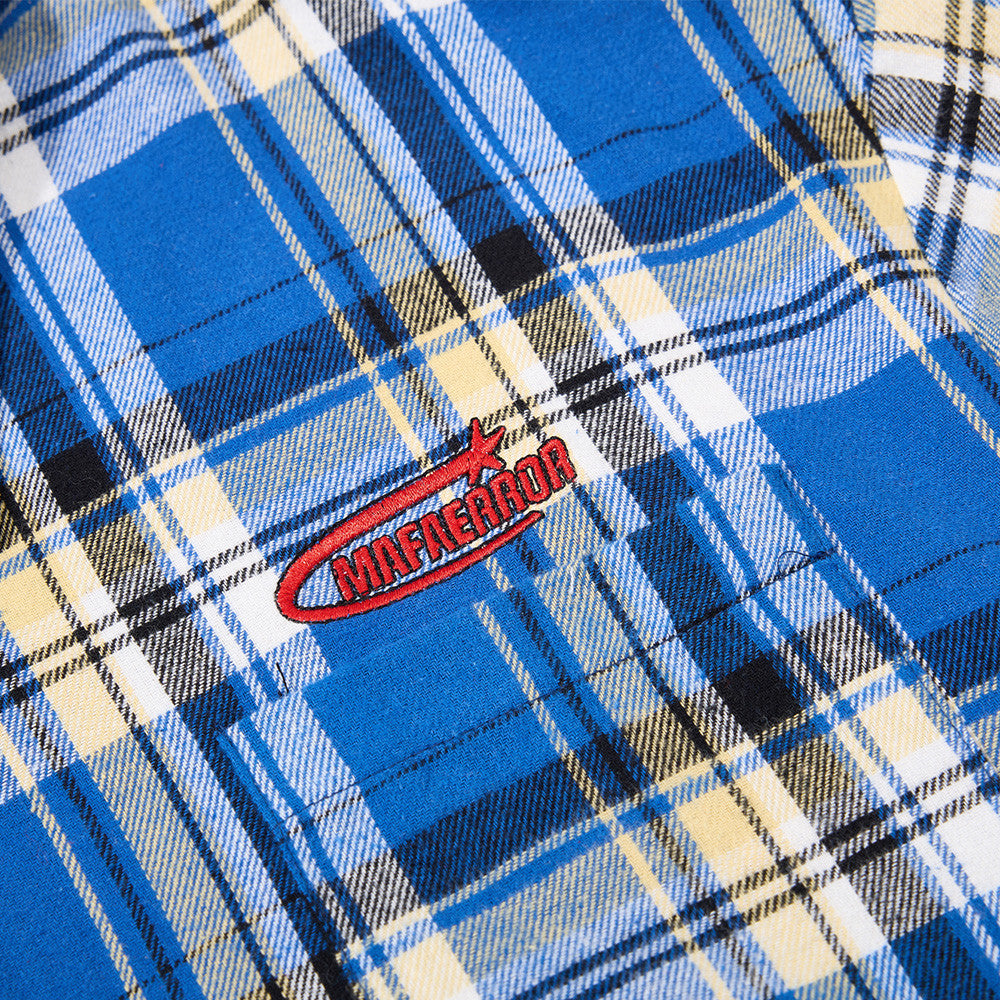 Loose Plaid Short Sleeved Shirt — Harajuku Street Plaid Shirt (Blue/Red)
