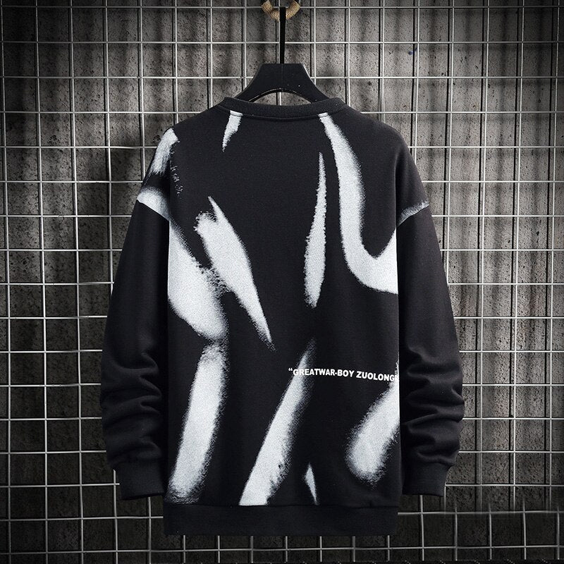 Harajuku Street Style Print Sweatshirt for Men