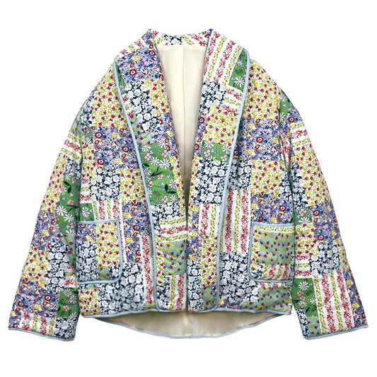 Vintage Flower Print Cotton Coat for Women