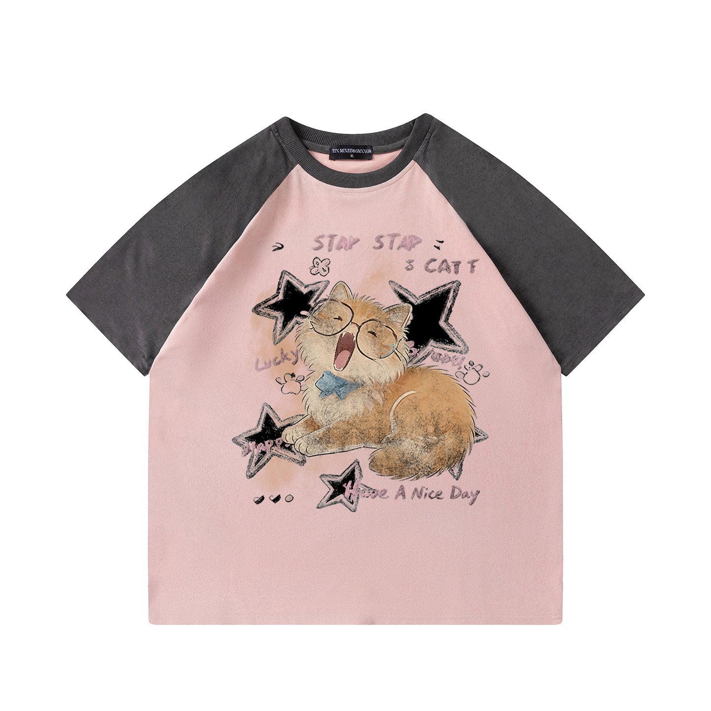 Funny Eyes Orange Cat Short Sleeve — Harajuku Street-Ready Tee