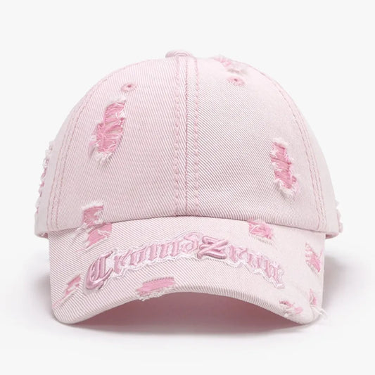 Distressed Embroidered Baseball Cap - Harajuku Style
