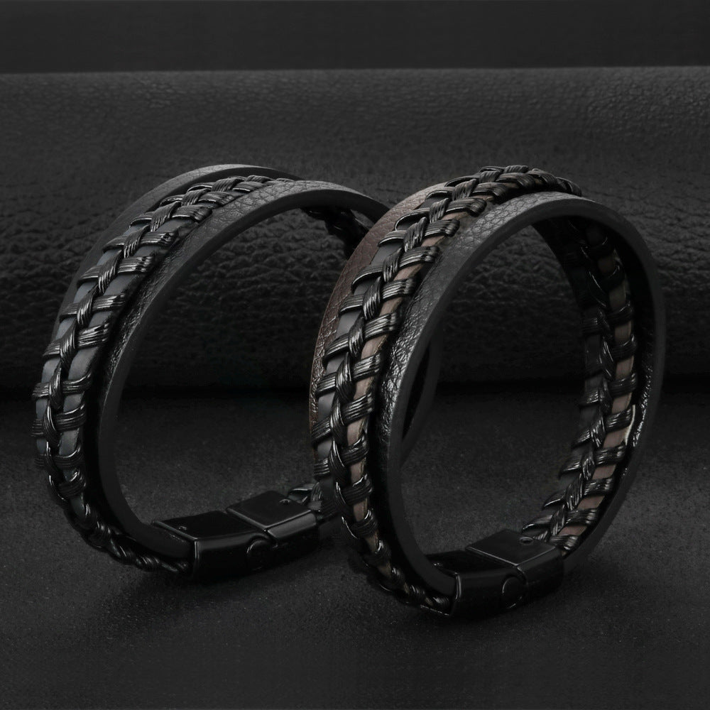 Harajuku Style Magnetic Leather Rope Bracelet