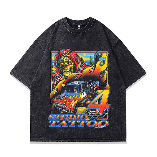 Men's Playful Cartoon Cotton T-Shirt - Harajuku Style