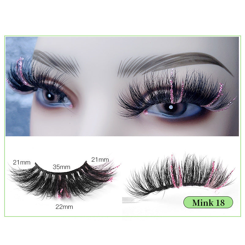Bright Pink Mink Hair 25mm Faux Eyelashes with Sequins