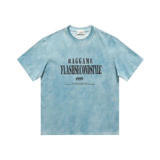 Playful Tie Dye Gradient Letter T-Shirt for Men and Women