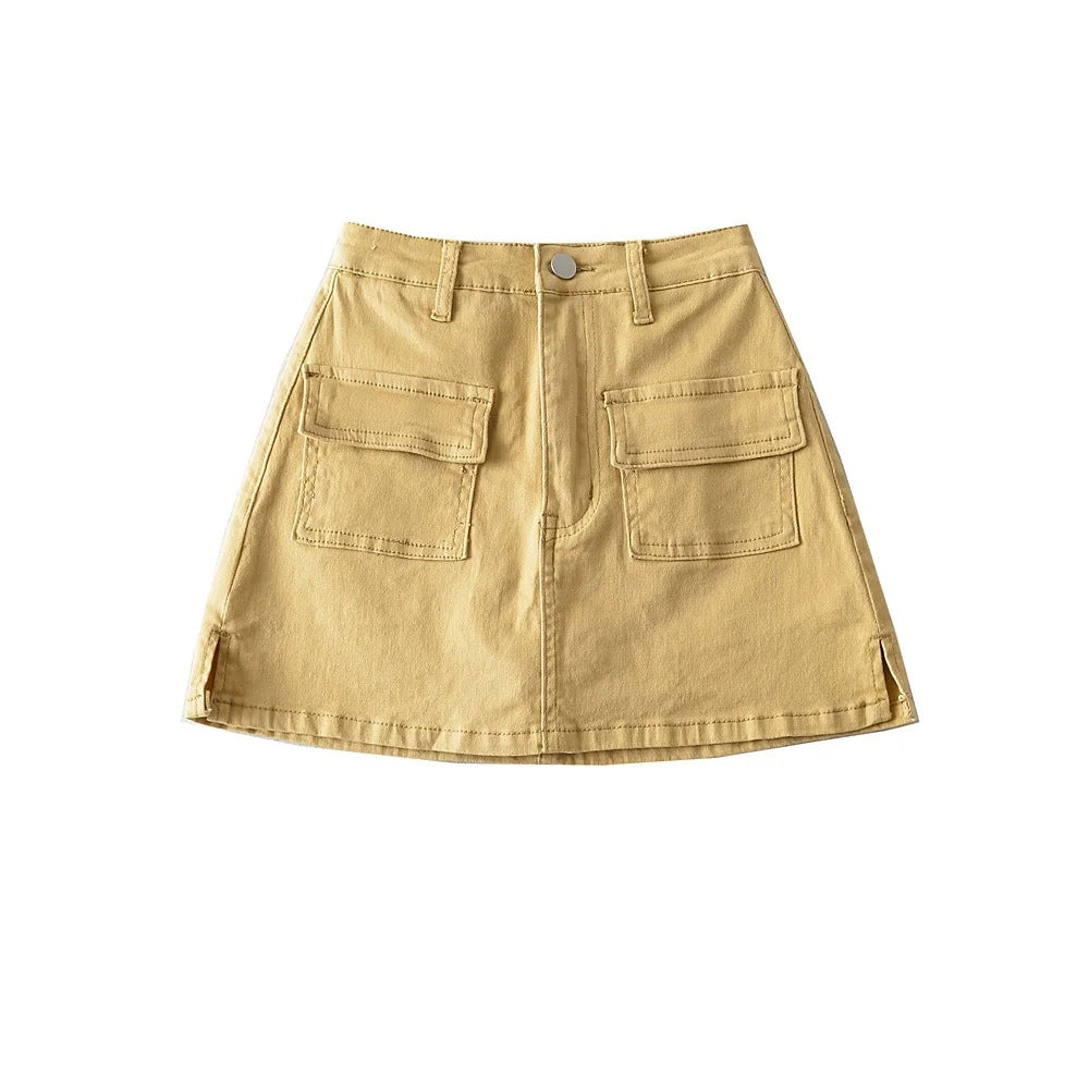 A-Line Denim Mini Skirt and Half Skirt