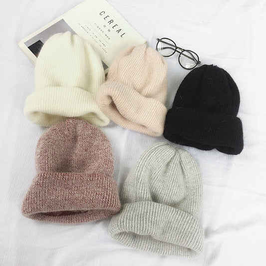 Warm Rabbit Hair Wool Cap - Harajuku Style Knitted Hat