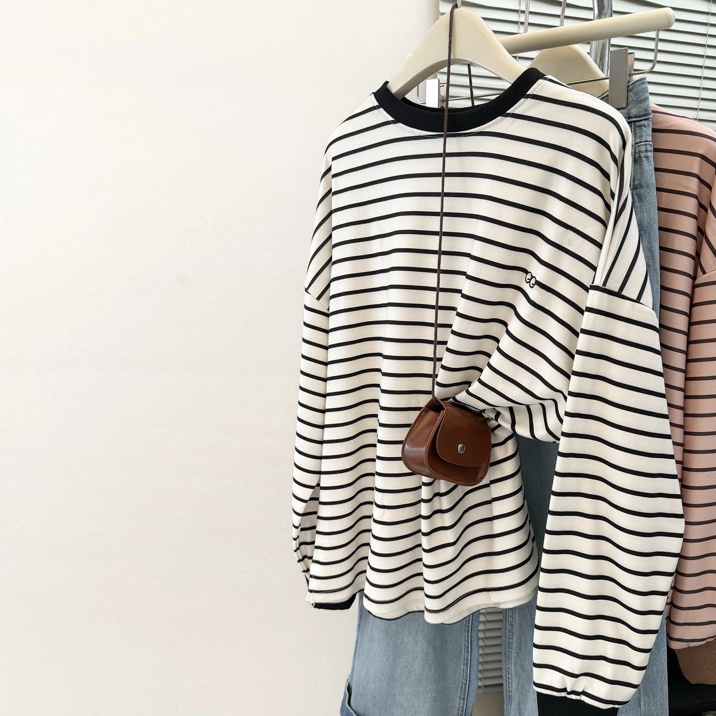 Chic Casual Striped Long Sleeve Warm Loose Fit Top for Women
